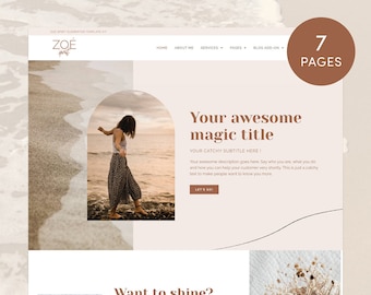 Boho WordPress Template Kit Elementor Zoe Spirit - Showcase website design, Coaching Theme, Feminine, Spiritual, Natural, Wellness, coach