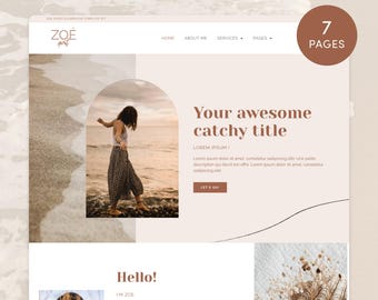 Boho WordPress Template Kit Elementor Zoe Spirit - Showcase website design, Coaching Theme, Feminine, Spiritual, Natural, Wellness, coach