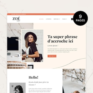 Feminine WordPress Template Kit Elementor PRO Zoe Sweet for Coaching business, Blogger, Podcast, Social Media Coach, Theme WordPress