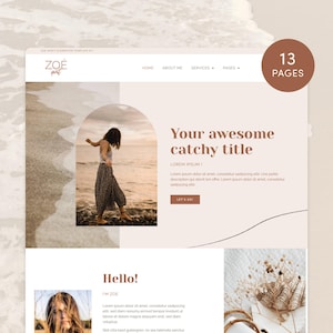 Boho WordPress Template Elementor Zoe Spirit - Website + Blog Kit, WordPress website design for coach, Feminine Coaching WordPress theme