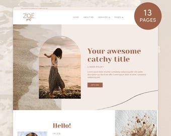 Boho WordPress Template Elementor Zoe Spirit - Website + Blog Kit, WordPress website design for coach, Feminine Coaching WordPress theme
