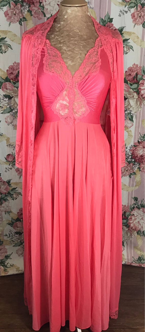 Sale~Rare Coral Olga Peignoir Set - image 2