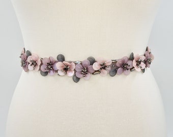 Blush bridal belt, mauve bridal belt, flower belt, bridal belt, wedding dress belt, multi colour bridal, statement belt, blush bridal MAUVE