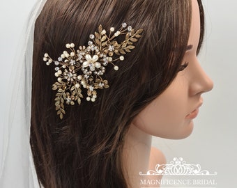 Peine de pelo vintage, novia de oro vintage, peine de novia de oro, peine de pelo de oro, peine de boda de oro, peine de pelo de novia, tocado de oro, COLETTE