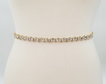 Ceinture fine en or, ceinture en or, ceinture avec strass, ceinture fine en strass, ceinture de mariée dorée, ceinture de mariage fine, ceinture de mariée, ceinture de mariage, BELLA