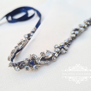 Navy blue beaded belt sale