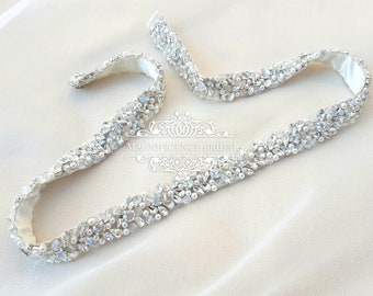 Bruidsriem, sprankelende riem, parel bruidsriem, strass inzet, trouwriem, bruidssjerp, kralenriem, rondom riem, diamante riem, JULES