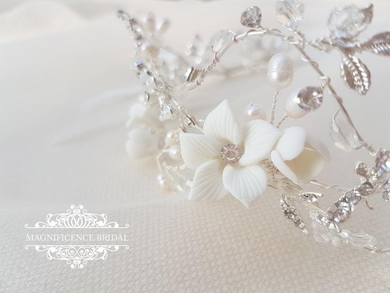 bridal flower crown floral crown bohemian wedding Flower crown bridal headpiece FAYRE wedding tiara flower halo wedding headband