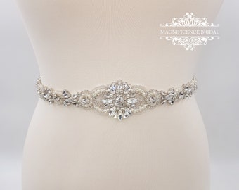 Bridal belt, pearl bridal belt, wedding dress belt, Diamante belt, crystal belt, rhinestone belt, All around belt, beaded belt, pearl LOUISE