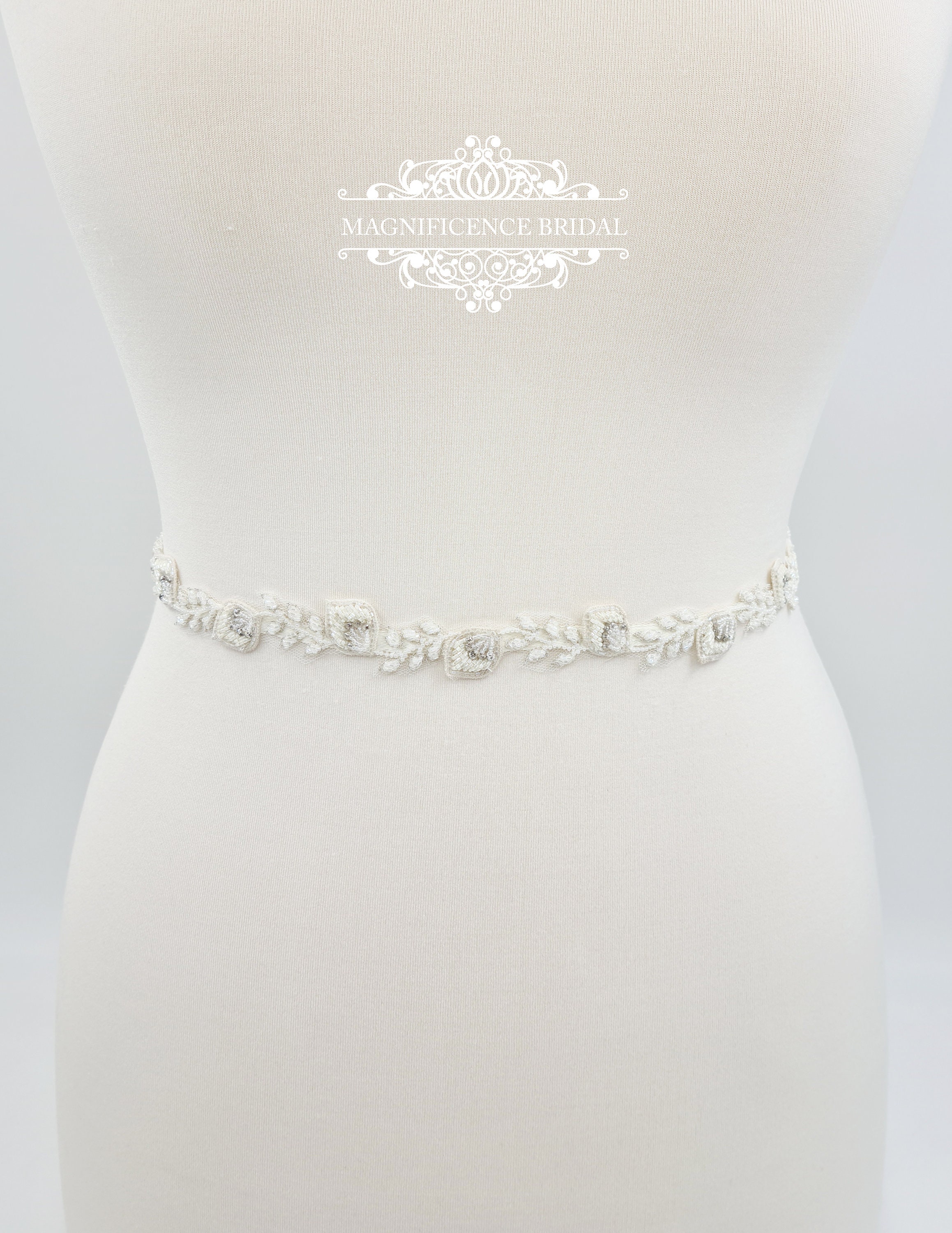 Ivory bridal belt, thin wedding belt, wedding belt, bridal belt, beaded