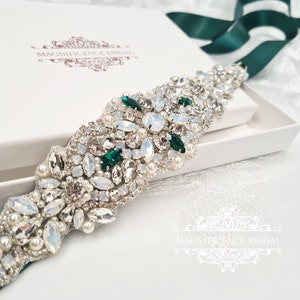 Emerald bridal sash belt green wedding ANASTASIA