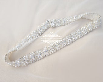 Pearl bridal belt, bridal belt, wide bridal belt, wedding dress belt, pearly belt, pearl trim, sew on belt, ivory pearl belt, sashes PAIGE