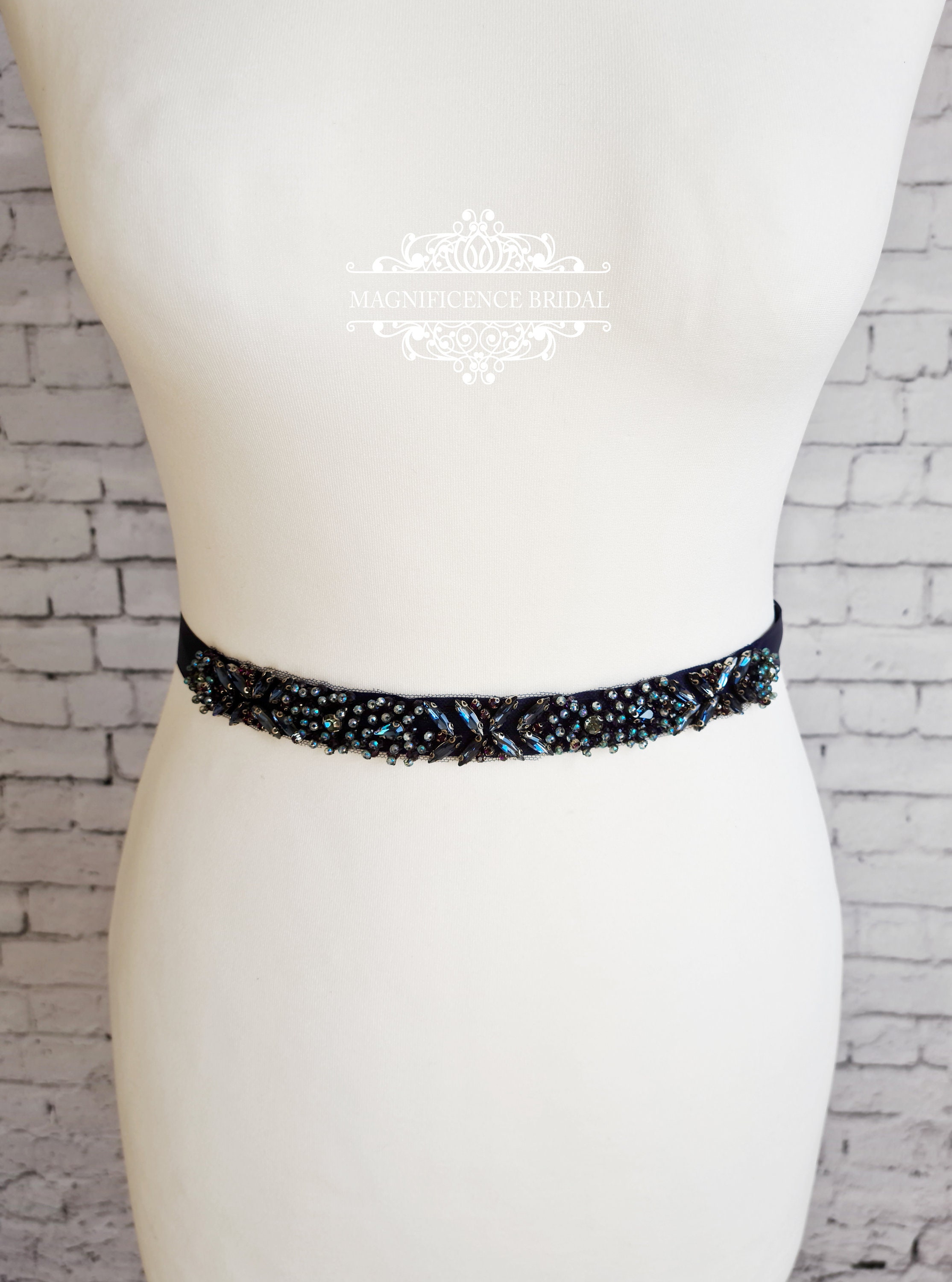 Navy blue bridal belt, blue bridal belt, navy bridal belt, blue sash