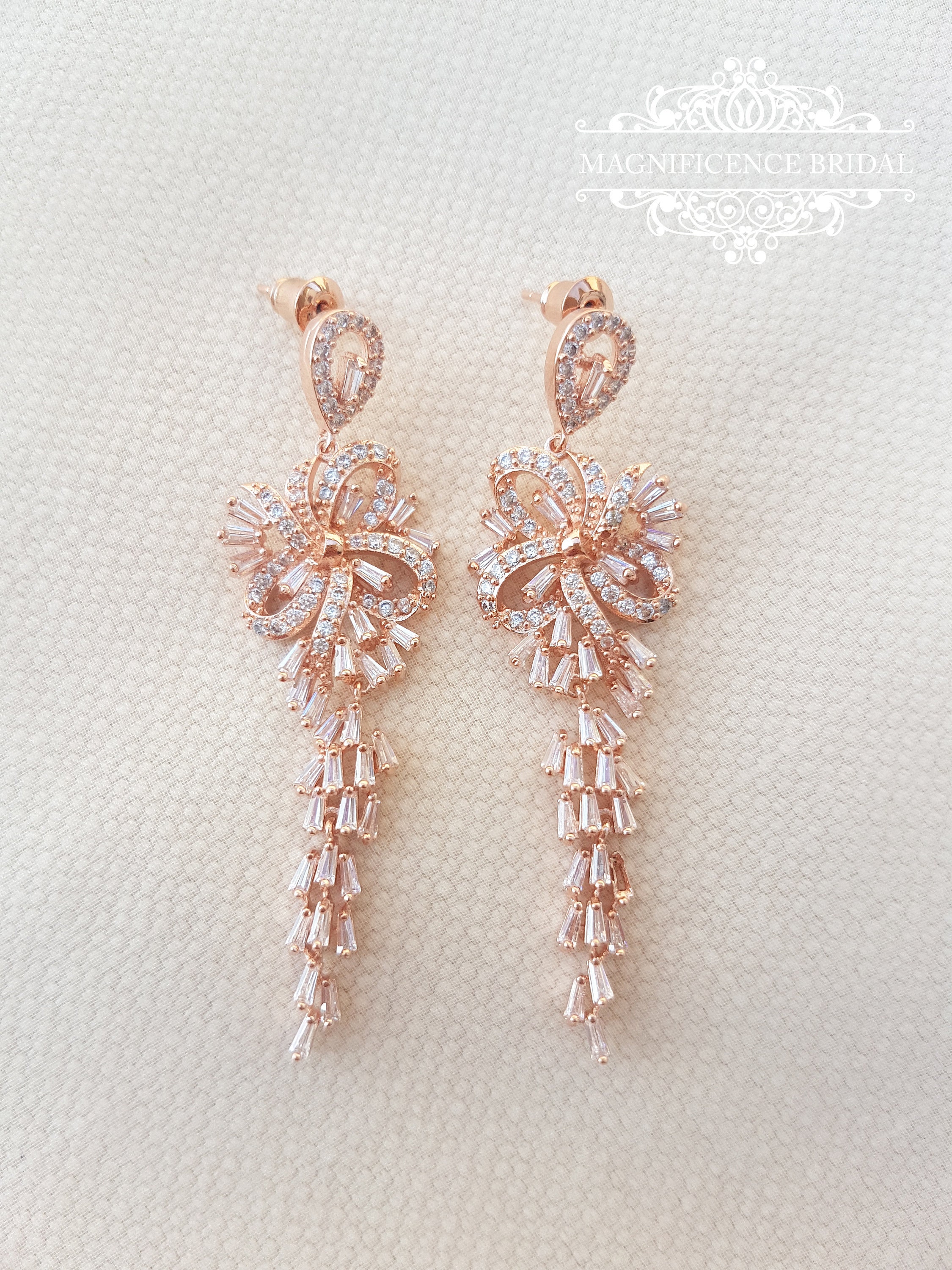 Bridal earrings, rose gold bridal earrings, Rose Gold Earrings ...