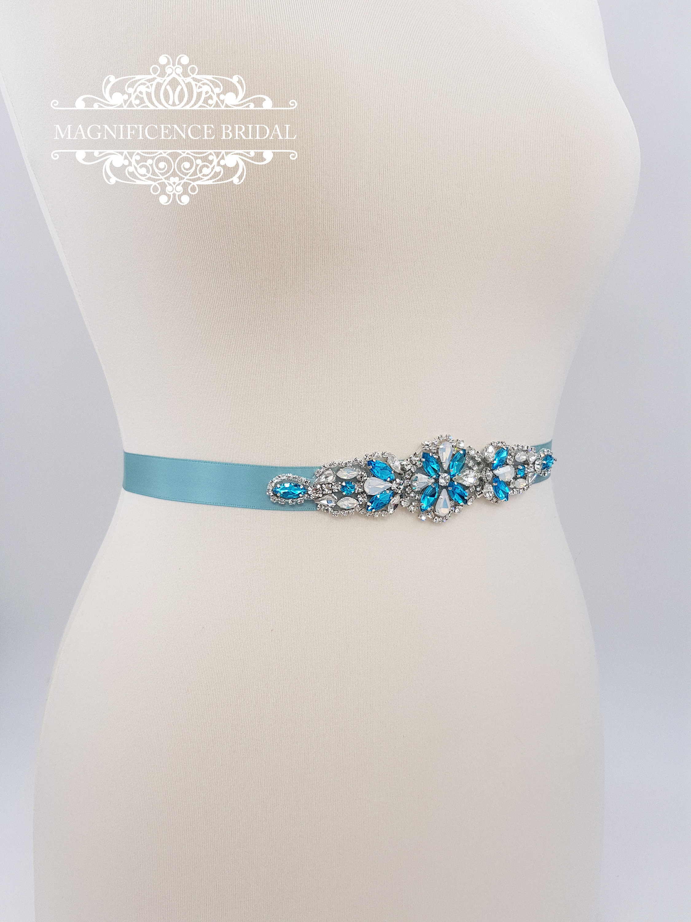 Turquoise bridal belt, turquoise sash, turquoise wedding, turquoise