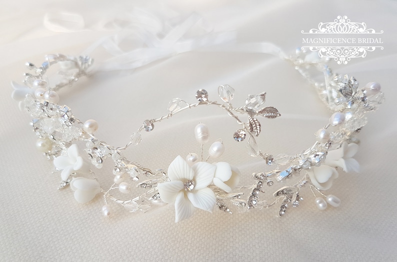 bridal flower crown floral crown bohemian wedding Flower crown bridal headpiece FAYRE wedding tiara flower halo wedding headband