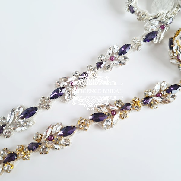 Purple Amethyst Plum bridal wedding belt DAEM