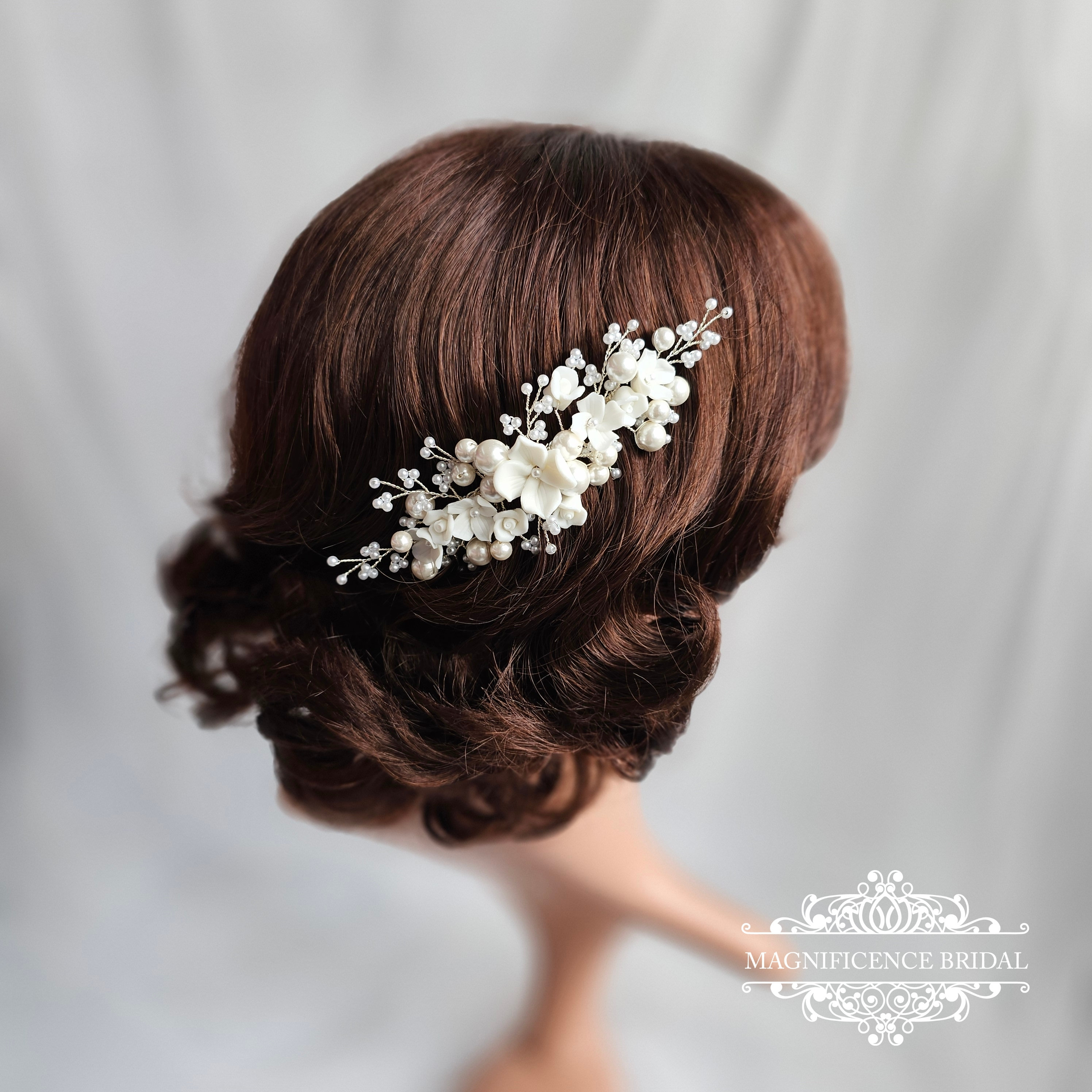 Original Boho Dried White Ivory Real Flower Hair Comb