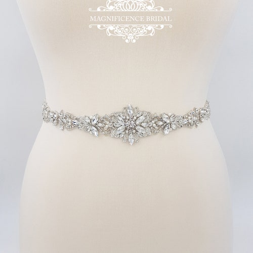 Thin Crystal Chain Bridal Sash / Wedding Belt – For Bride, Bridesmaid, Or Party Dress