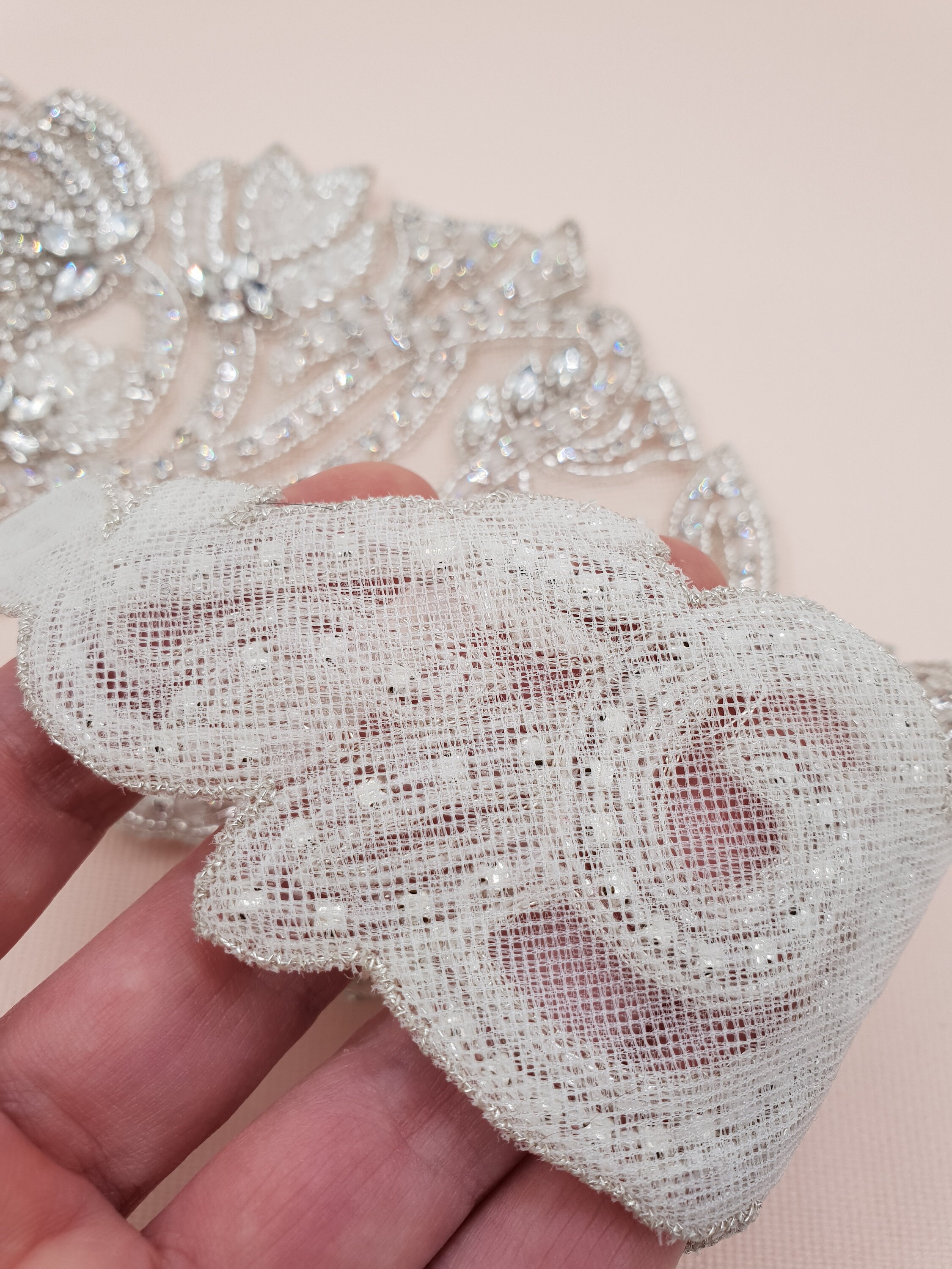 Bridal epaulettes, bridal applique, Shoulder Applique, beaded applique