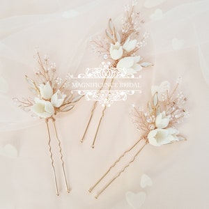 Rose gold bridal hair pin HILDA