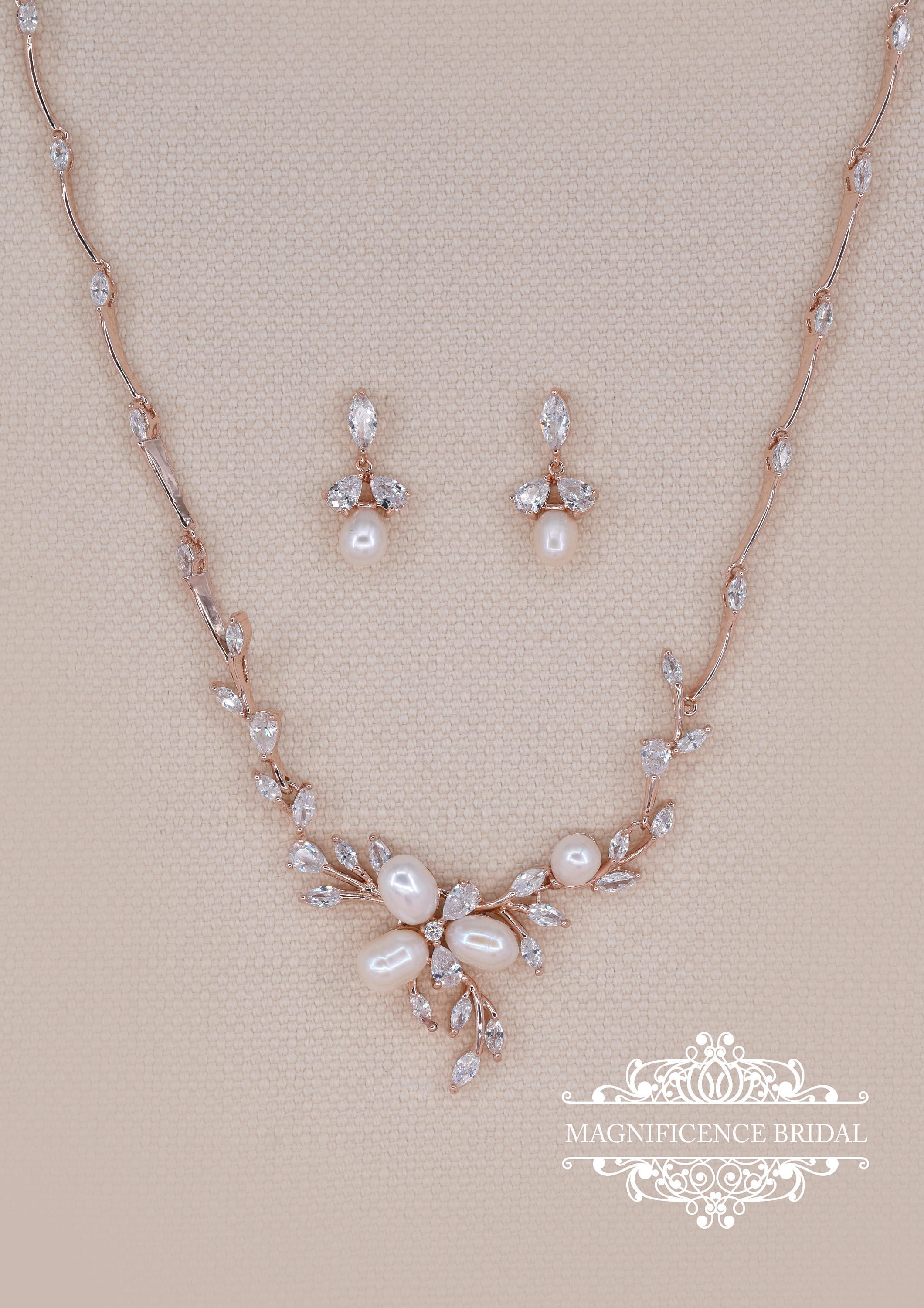 Rose Gold Bridal Set Rose Gold Jewelry 