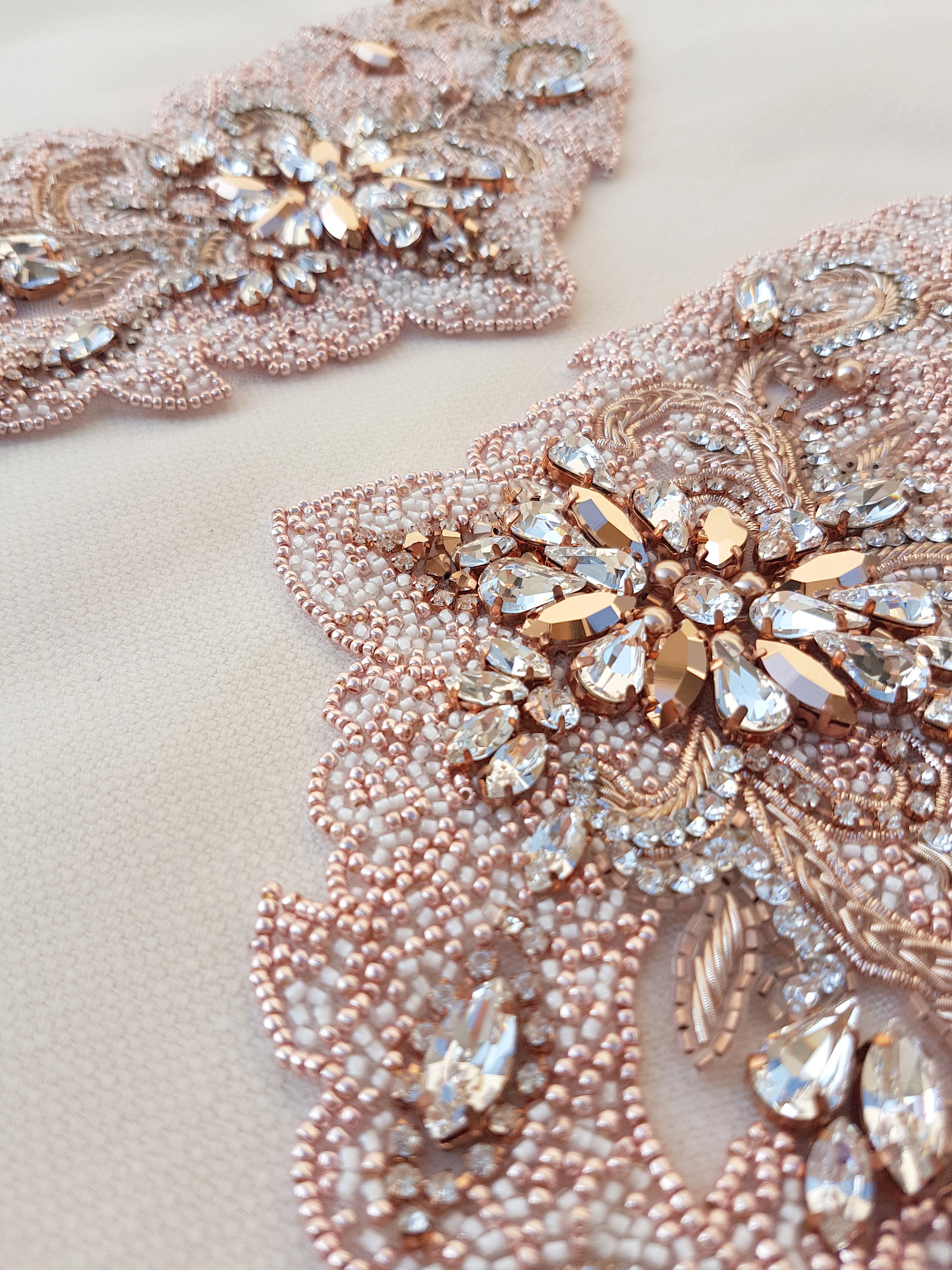 Rose gold shoulders, Rose gold applique, Shoulder Applique, Bridal