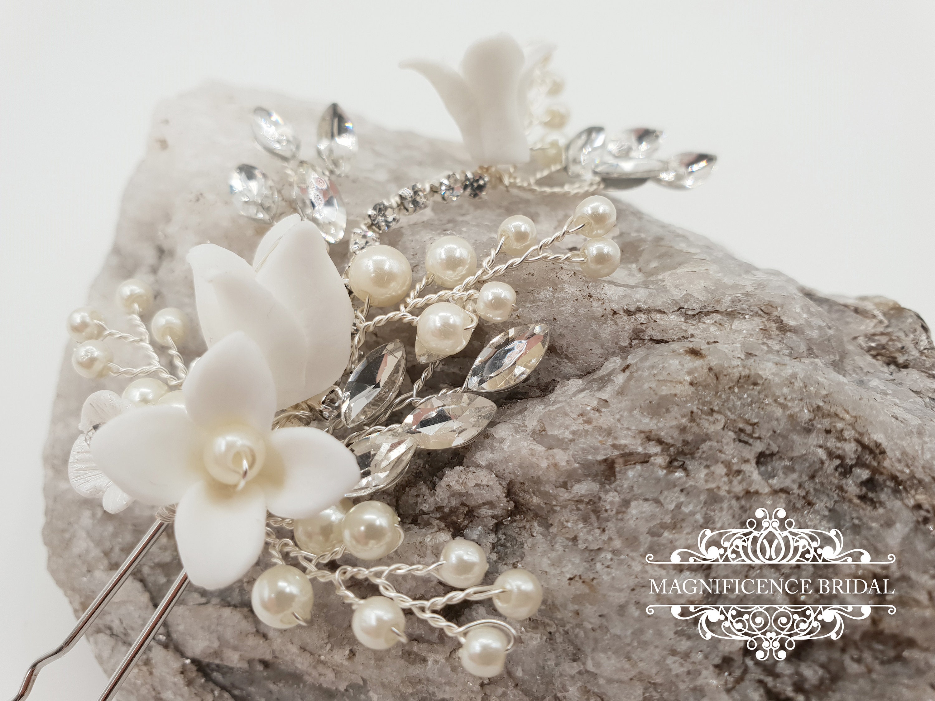 Pearl hair pin, hair pin set, bridal hair pin, Bridal headpiece