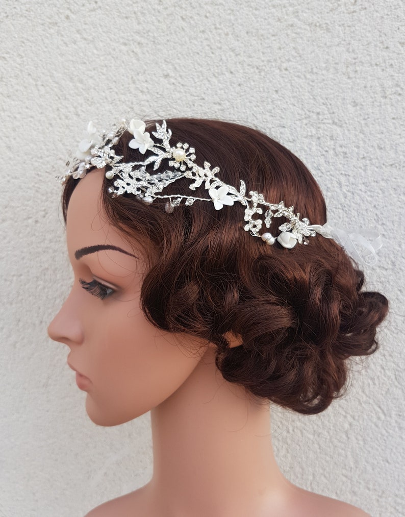 bridal flower crown floral crown bohemian wedding Flower crown bridal headpiece FAYRE wedding tiara flower halo wedding headband
