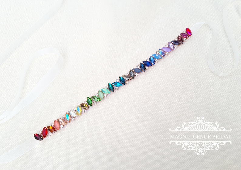 Regenboog skinny strass trots riem AOIFE afbeelding 5