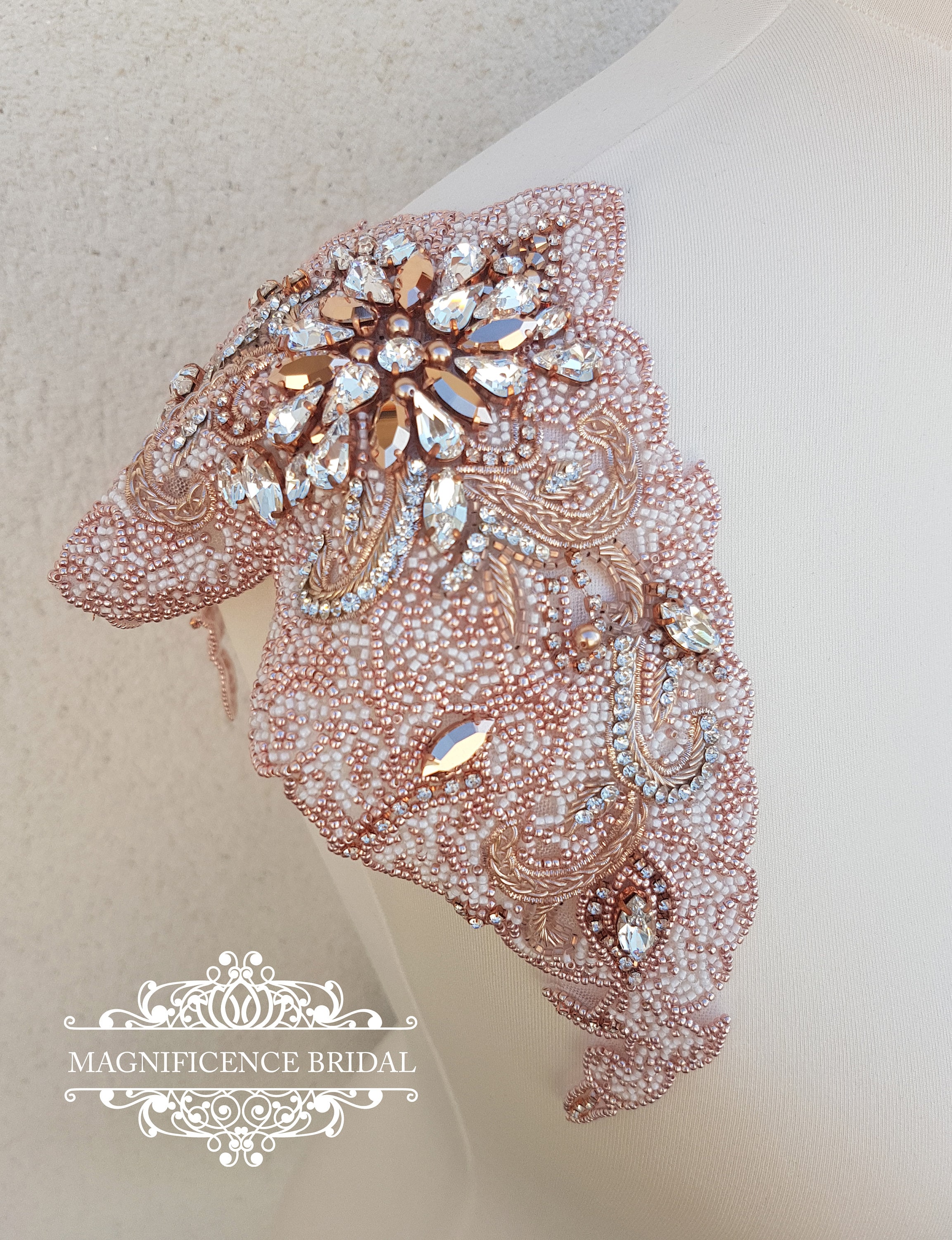 Rose gold shoulders, Rose gold applique, Shoulder Applique, Bridal