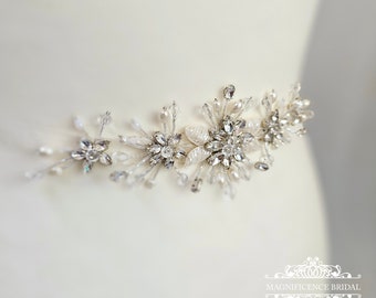 Ceinture de mariée, embellissement de robe, ceinture de mariée, ceinture écharpe en cristal, ceinture écharpe, ceinture de perles, écharpe de robe de mariée, petits embellissements, ALICIA