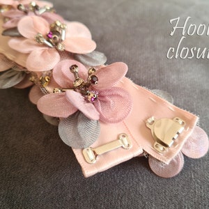 Ceinture de mariée rose poudré, ceinture de mariée mauve, ceinture à fleurs, ceinture de mariée, ceinture de robe de mariée, ceinture de mariée multicolore, ceinture tendance, ceinture de mariée blush MAUVE image 10