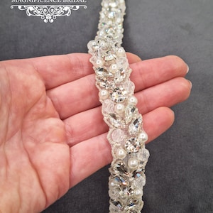 Pearl bridal belt, pearl belt, Bridal belt, thin bridal belt, thin pearl sash, bridal sash, sash belt, wedding belt, rhinestone sash, JOLIE image 8