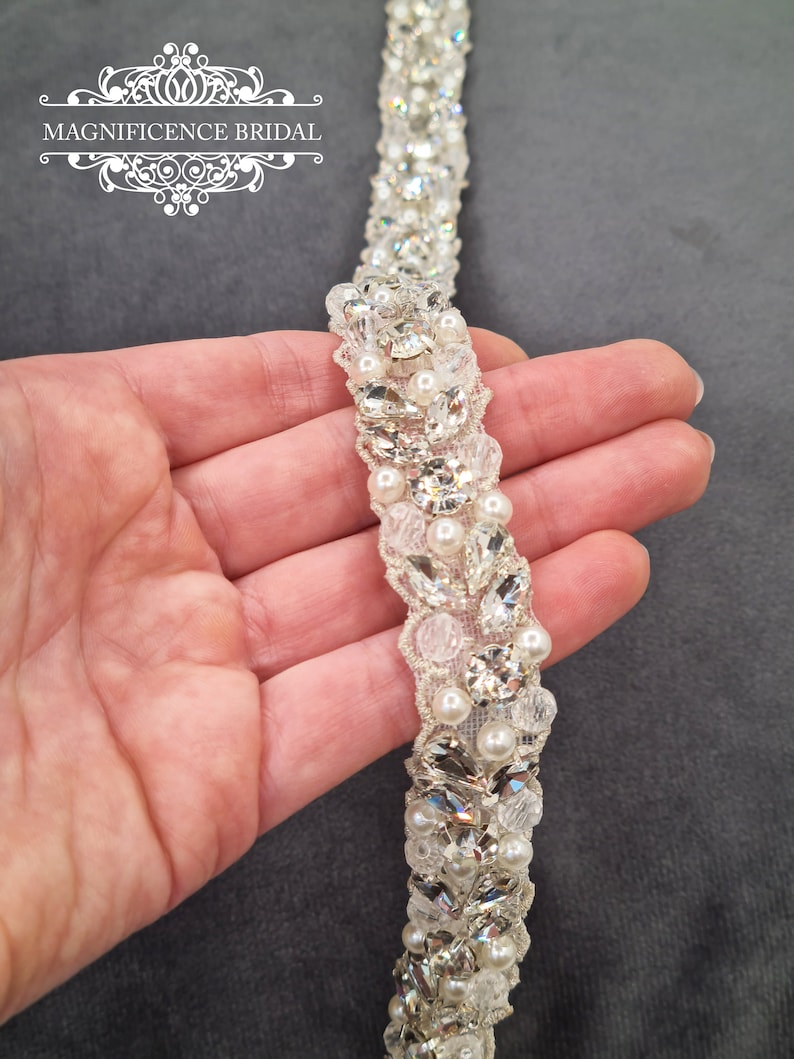 Pearl bridal belt, pearl belt, Bridal belt, thin bridal belt, thin pearl sash, bridal sash, sash belt, wedding belt, rhinestone sash, JOLIE image 8