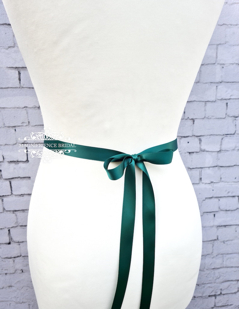 Emerald green sash, emerald green belt, Bridesmaid sash, gold bridal belt, green sash belt, bridal belt, wedding belt, Christmas, ELISHA image 5