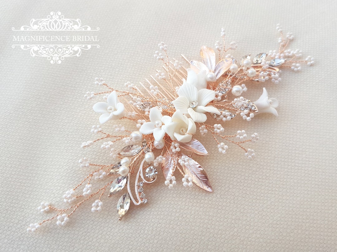 bridal headpieces rose gold