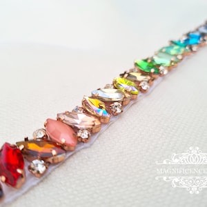 Rainbow skinny rhinestone pride belt AOIFE