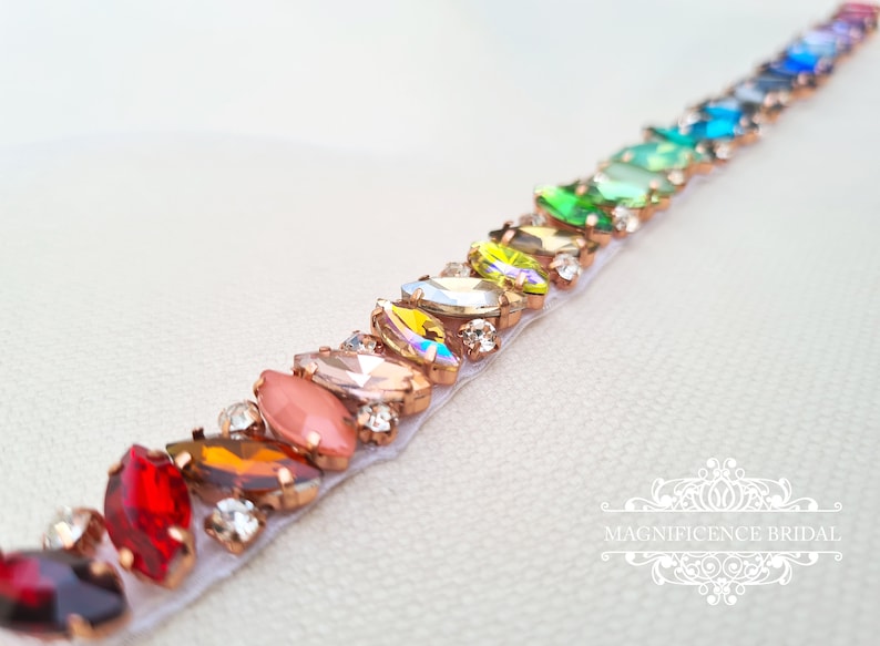 Regenboog skinny strass trots riem AOIFE afbeelding 1