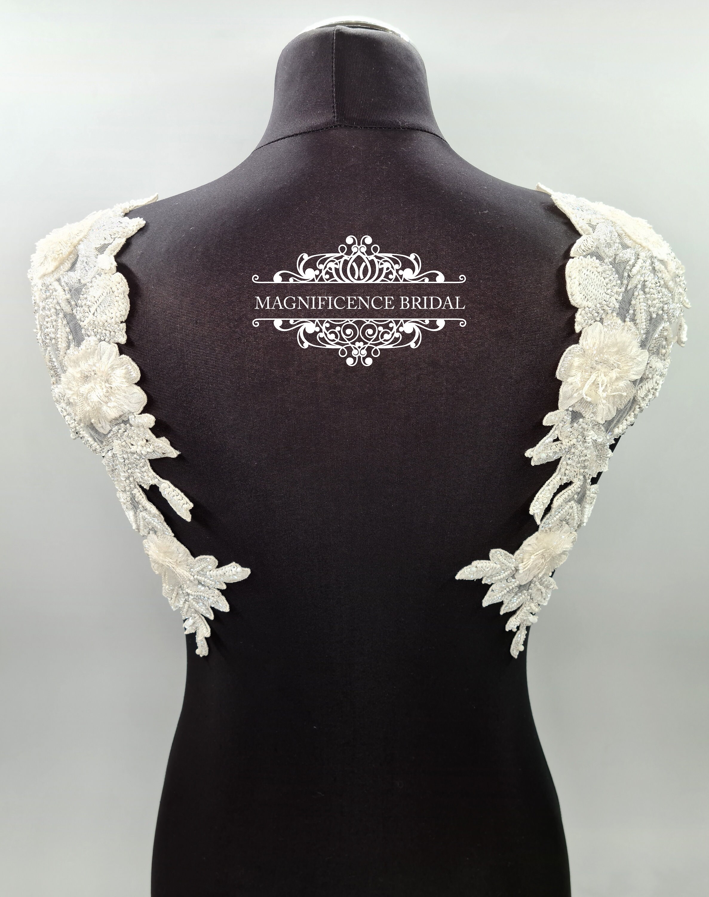 Wedding dress straps, bridal capsleeve, ivory bridal straps, bridal