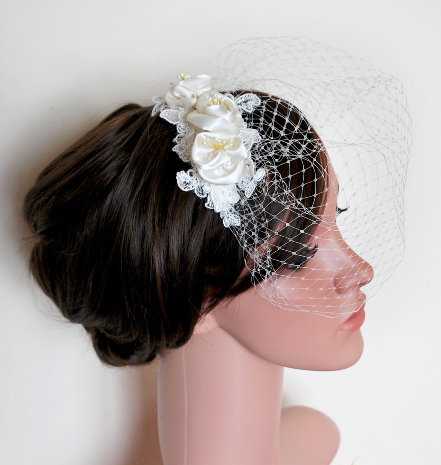 50s Wedding Dress Birdcage Veil