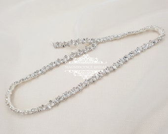 Diamante belt, thin rhinestone belt, thin wedding belt, bridal belt, wedding belt, skinny belt, all around belt, beaded belt, BELLA