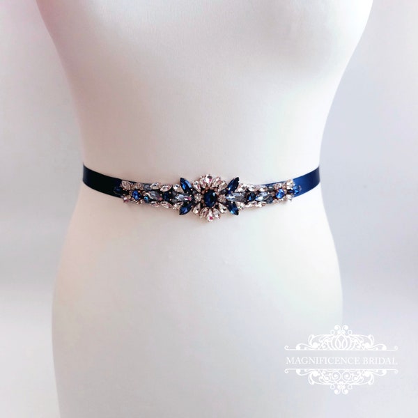 Ceinture de mariée bleu marine Wedding ceinture en or rose SONATA