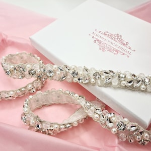 Pearl bridal belt, pearl belt, Bridal belt, thin bridal belt, thin pearl sash, bridal sash, sash belt, wedding belt, rhinestone sash, JOLIE image 7