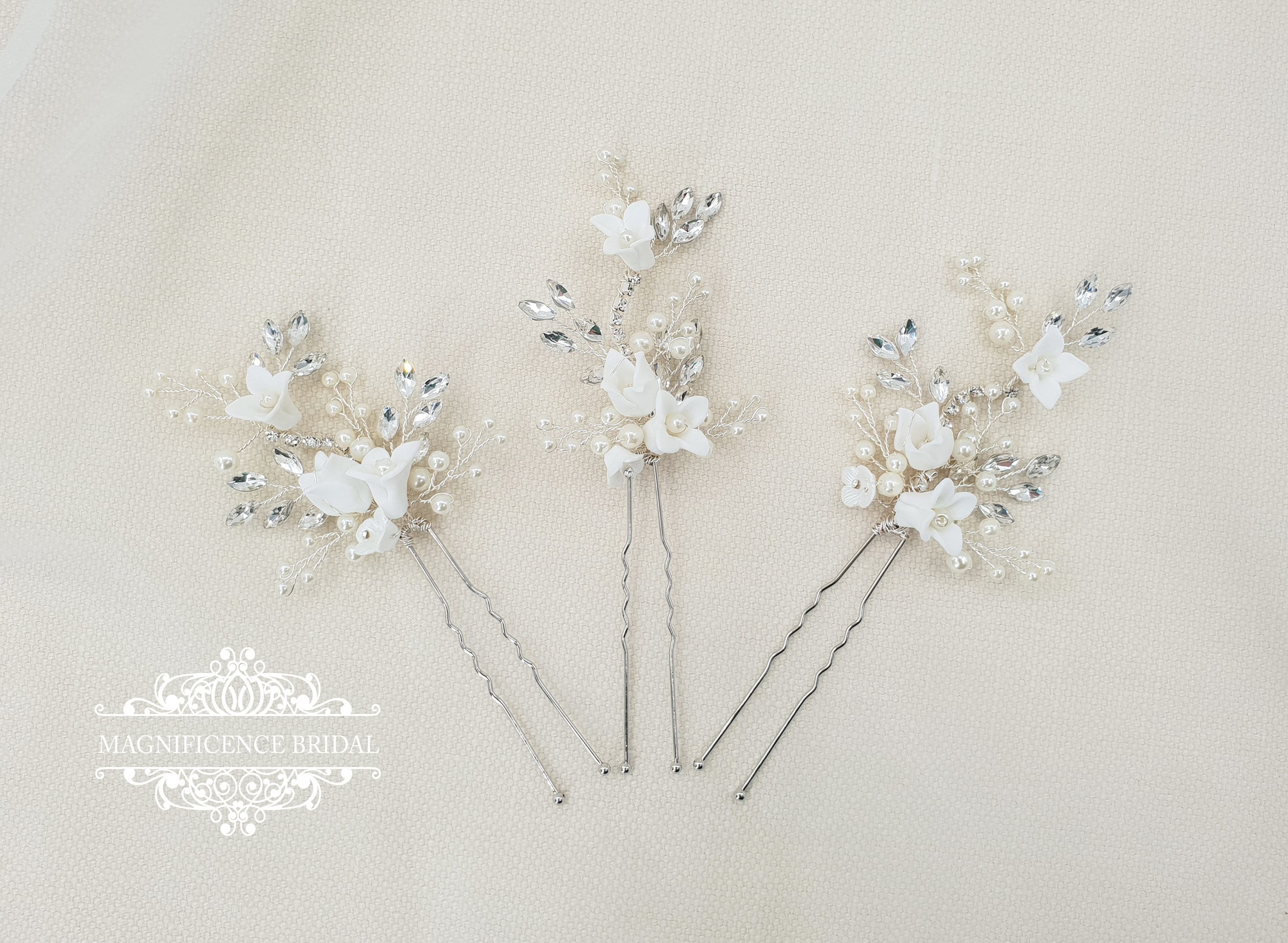 Pearl hair pin, hair pin set, bridal hair pin, Bridal headpiece