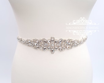 Pearl wedding bridal crystal sash MILLIE