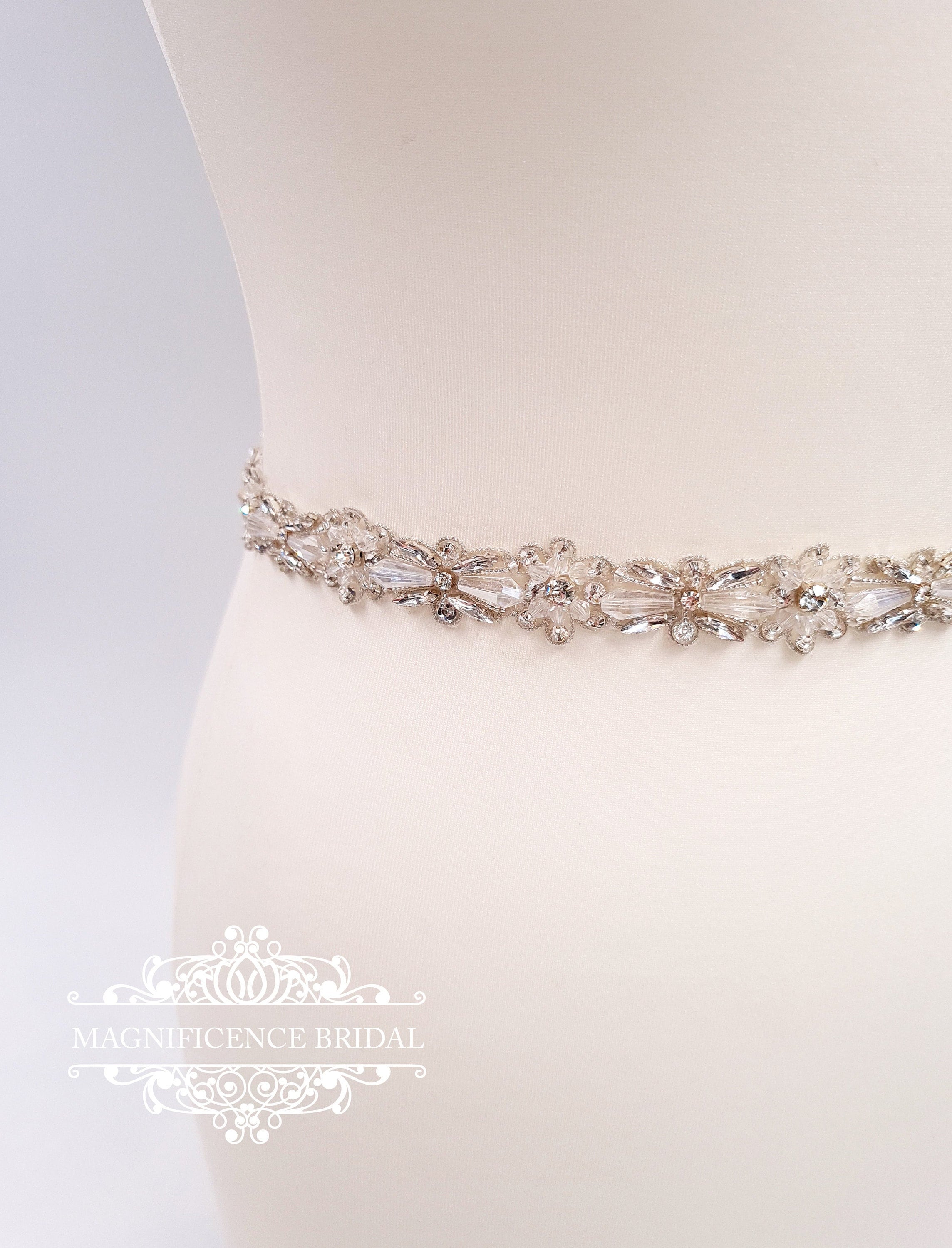 Crystal bridal sash wedding dress belt 20s HELEN
