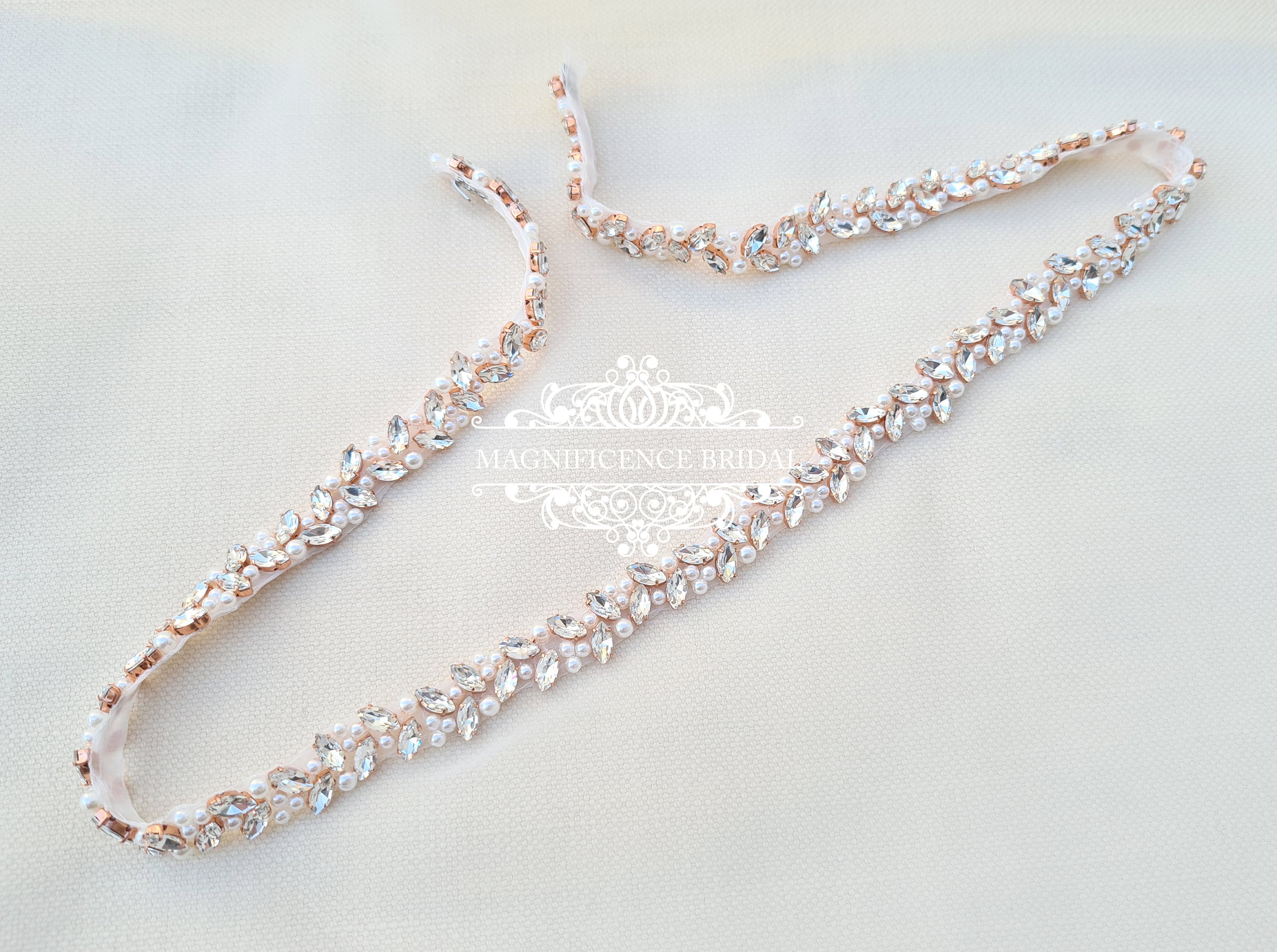 MAYA - Sparkle Crystal and Pearl Belt Sashes In Silver – JohnnyB