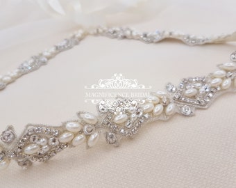 Pearl wedding belt, bridal belt, wedding sash belt, thin bridal belt, bridal sash, wedding belts and sashes, bridal belt pearl, GEORGIA