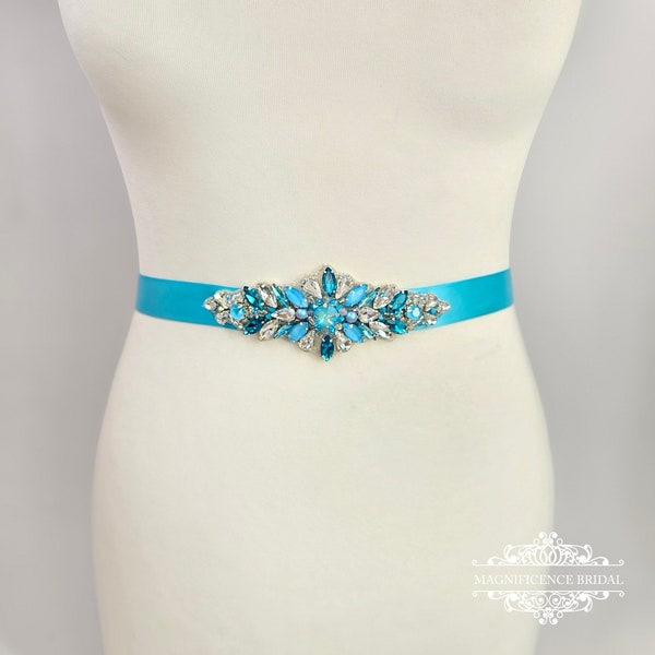 Turquoise bridal belt, turquoise sash, turquoise wedding, turquoise belt, bridesmaid sash, aqua sash, turquoise bridal, bridal belt, ELSA